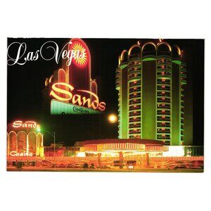 Las Vegas Sands Casino Marquee Night Lights Hotel Vintage Postcard Vacation